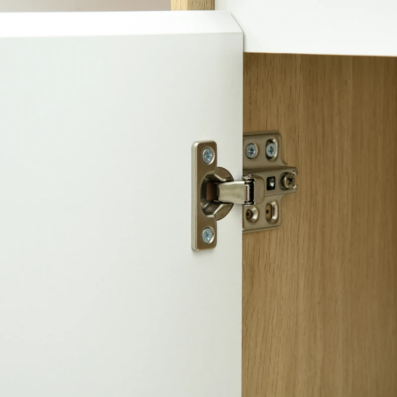 kleankin Meuble de salle de bain armoire de rangement avec 1 tiroir et 1 placard - 32,6 x 30 x 90 cm - aspect bois et blanc