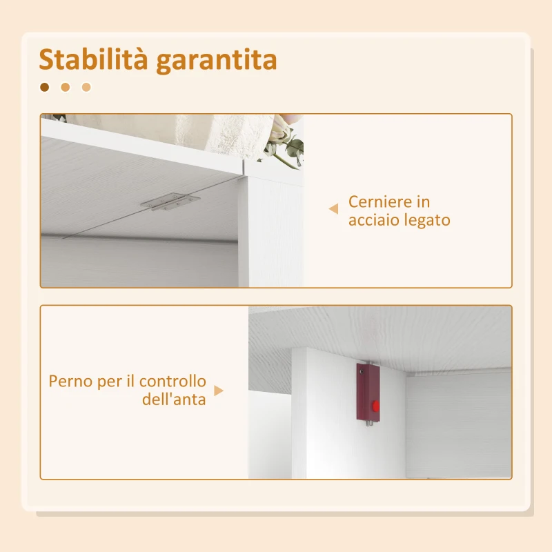 HOMCOM Tavolo Pieghevole per 6 Persone con 2 Ribalte Ovale in Legno, 163x80x75 cm, Bianco
