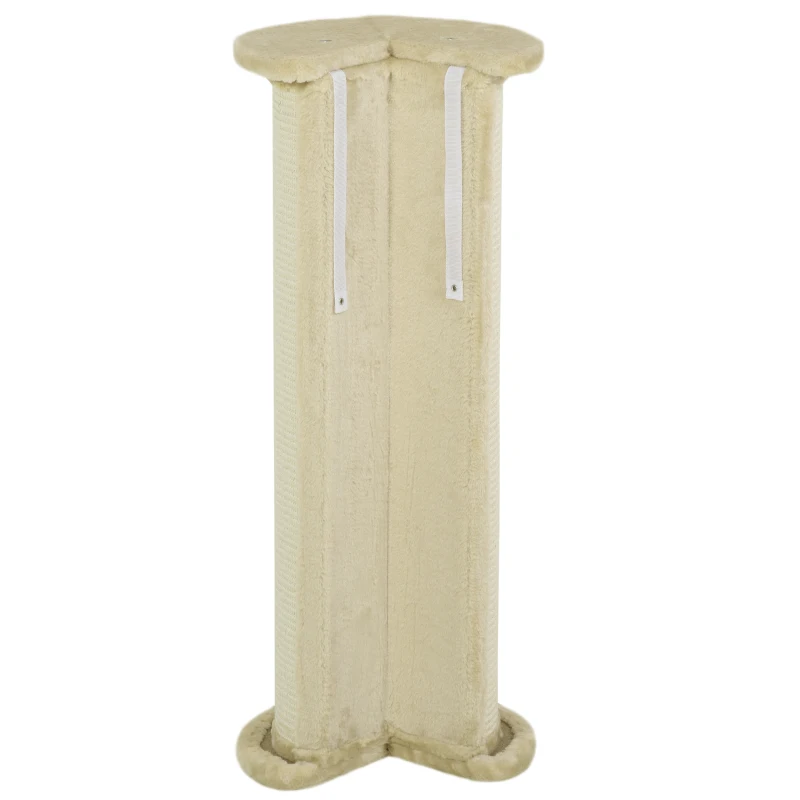 PawHut Kratzbrett für Katzen, Eckdesign, platzsparend, 35 cm x 35 cm x 85 cm, Cremeweiß