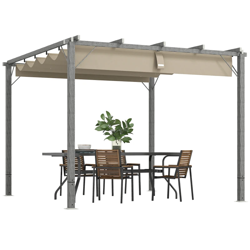 Outsunny 3 x 3 m Retractable Roof Pergola - Grey