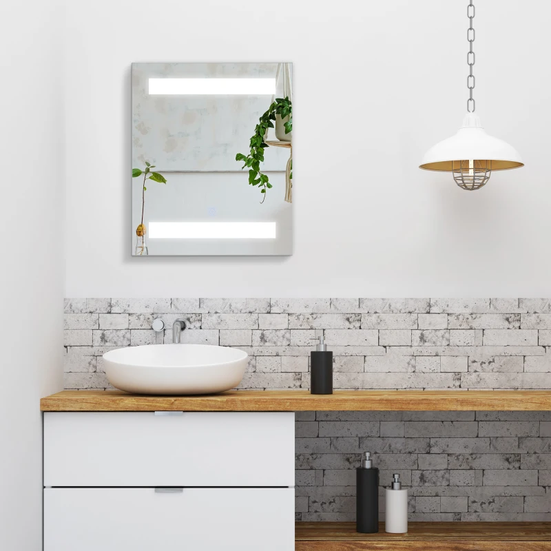 HOMCOM Miroir Lumineux LED Armoire Murale Design de Salle de Bain 2 en 1 dim. 50L x 15l x 60H cm MDF Blanc