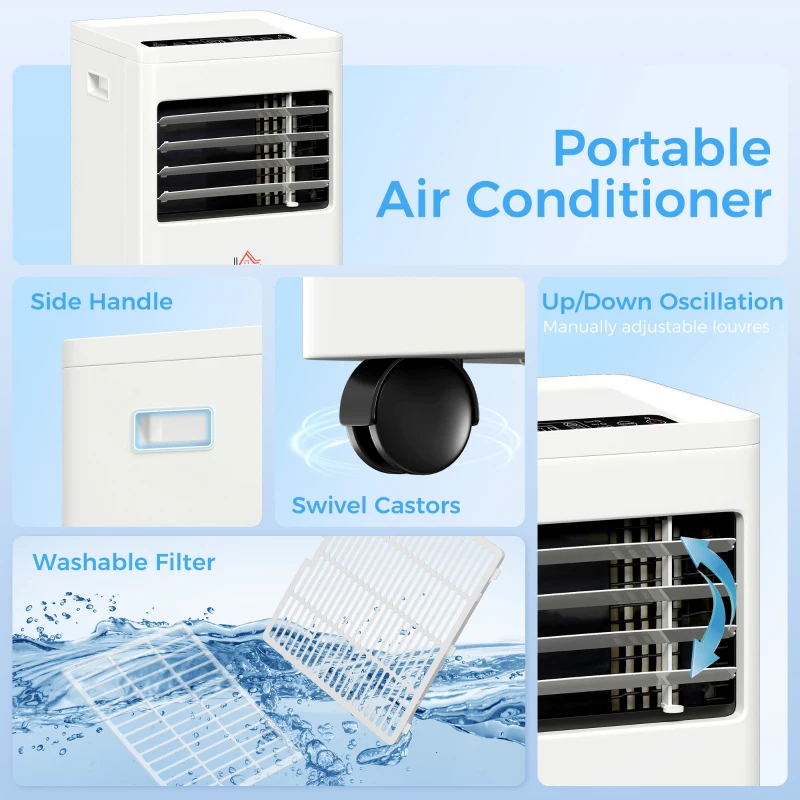 HOMCOM Portable Air Conditioner 5000 BTU, 4-in-1 Cooling, Dehumidifier, Fan, Sleep Mode, Air Conditioning Unit with Digital Display & Remote Control, 24H Timer, Window Venting Kit, for Room up to 18㎡