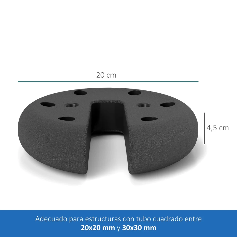 Outsunny Conjunto de 4 Pesos para Carpas y Cenadores Pesos Rellenos de Cemento de 2,2 kg c/u Apilables Ø20x4,5 cm Negro