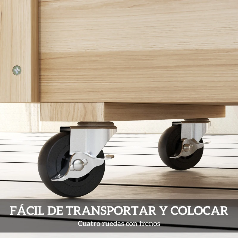 Outsunny Jardinera de Madera de Exterior con Orificios de Drenaje y Malla Geotextil para Flores Plantas 89x48x47 cm Natural