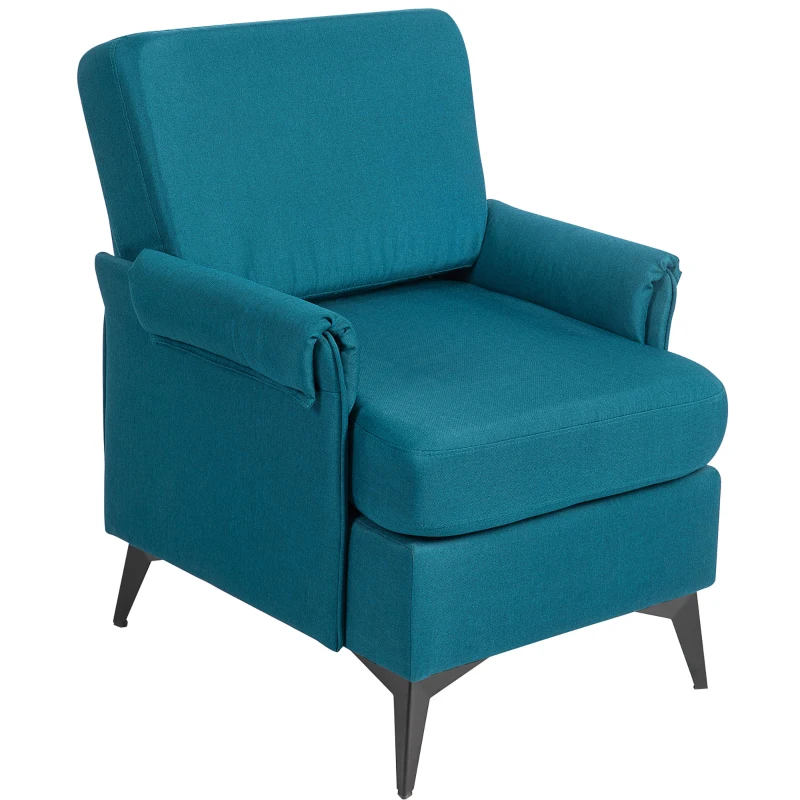 HOMCOM Fotoliu Modern Fotoliu Confortabil pentru Semineu Scaun de Efect din Panza pentru Camera de Zi Dormitor Biroul de Acasa Verde fotoliu pentru oaspeți sufragerie camera de zi dormitor dormitor interior casă