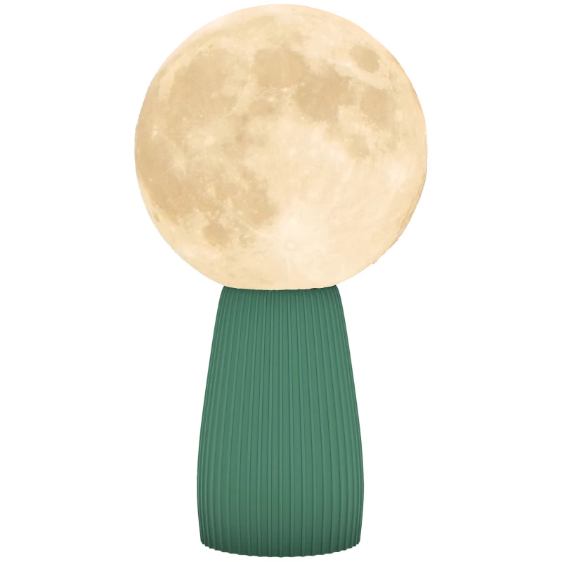 HOMCOM Lampe de Table Forme de Lune et 3 Couleurs avec 10 Luminosités, en ABS, Ø15x28 cm, Blanc et Vert Foncé