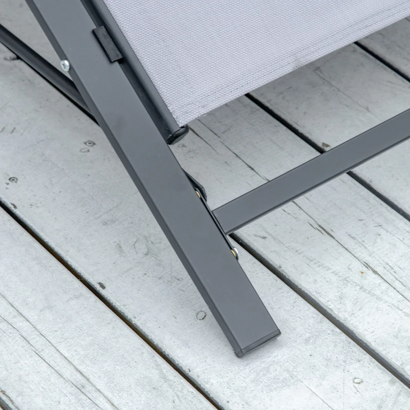 Outsunny 2 Tumbonas de Jardín 59x169x66 cm con Mesa de Centro 41x41x45 cm de Vidrio Reposabrazos para Patio Piscina Terraza Gris