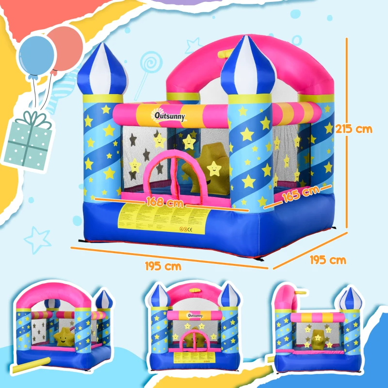 Opblaasbaar springkasteel met glijbaan voor 2 kinderen springkasteel speelkasteel met blazer