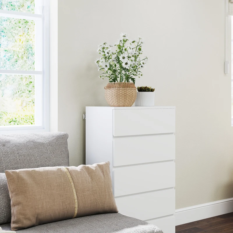 HOMCOM Kommode Sideboard Schubladenkommode, 5 Schubladen, 55 cm x 34 cm x 100 cm, Weiß(m-8)