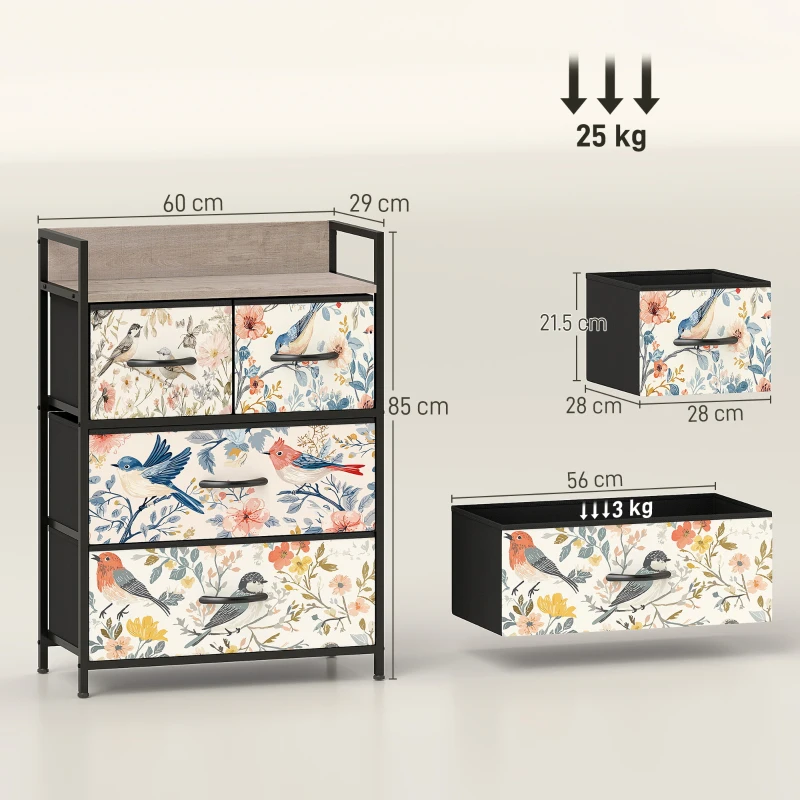 HOMCOM 4-Drawer Chest of Drawers - White