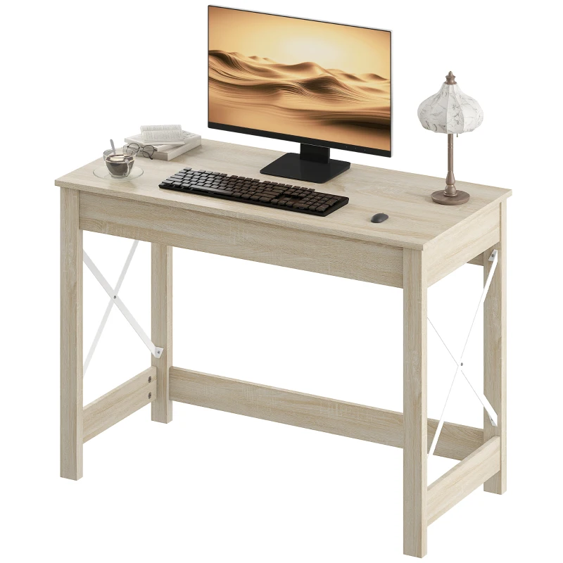 HOMCOM Escritorio Moderno Mesa Escritorio Mesa de Ordenador Fácil de Montar para Oficina Estudio 105x50x76 cm Natural