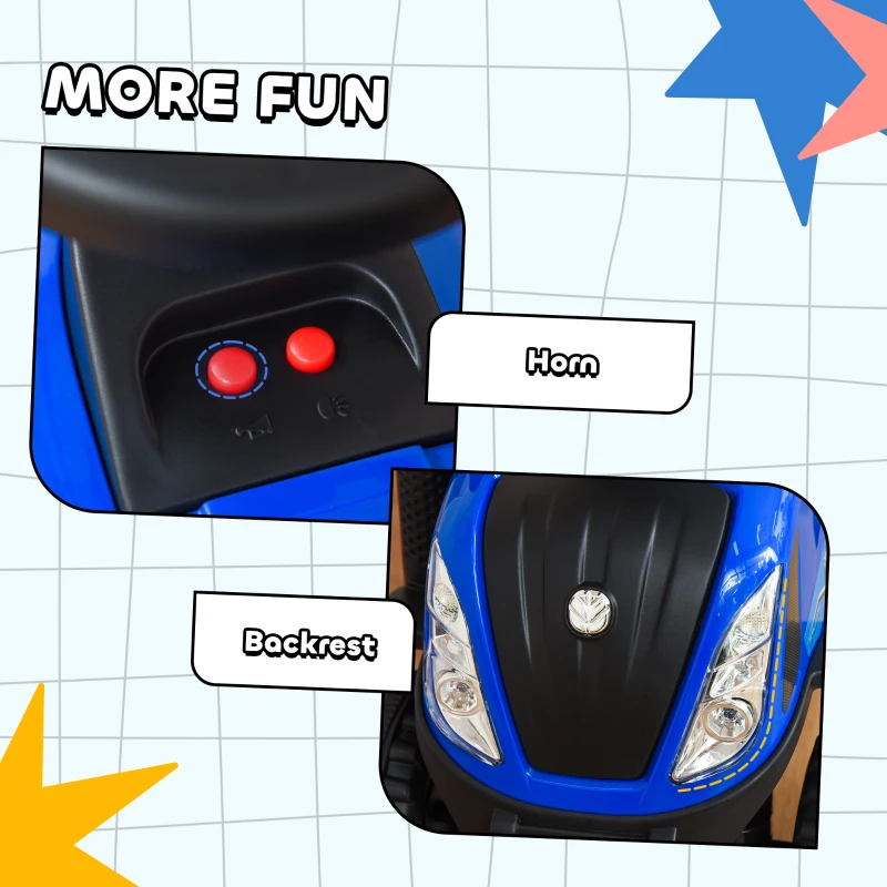 HOMCOM Ride On Tractor Toddler Walker Foot To Floor Slider w/ Horn Storage Steering Wheel for 1-3 Years Old Blue