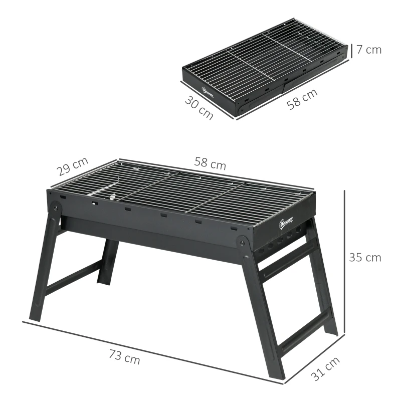 Outsunny Foldable Charcoal Grill - Black