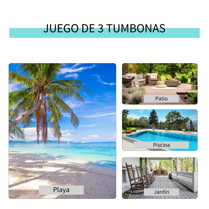 Outsunny Set de 2 Tumbonas Jardín Exterior con Mesa Auxiliar de Vidrio Templado Tumbonas con Reposabrazos para Patio Terraza Gris