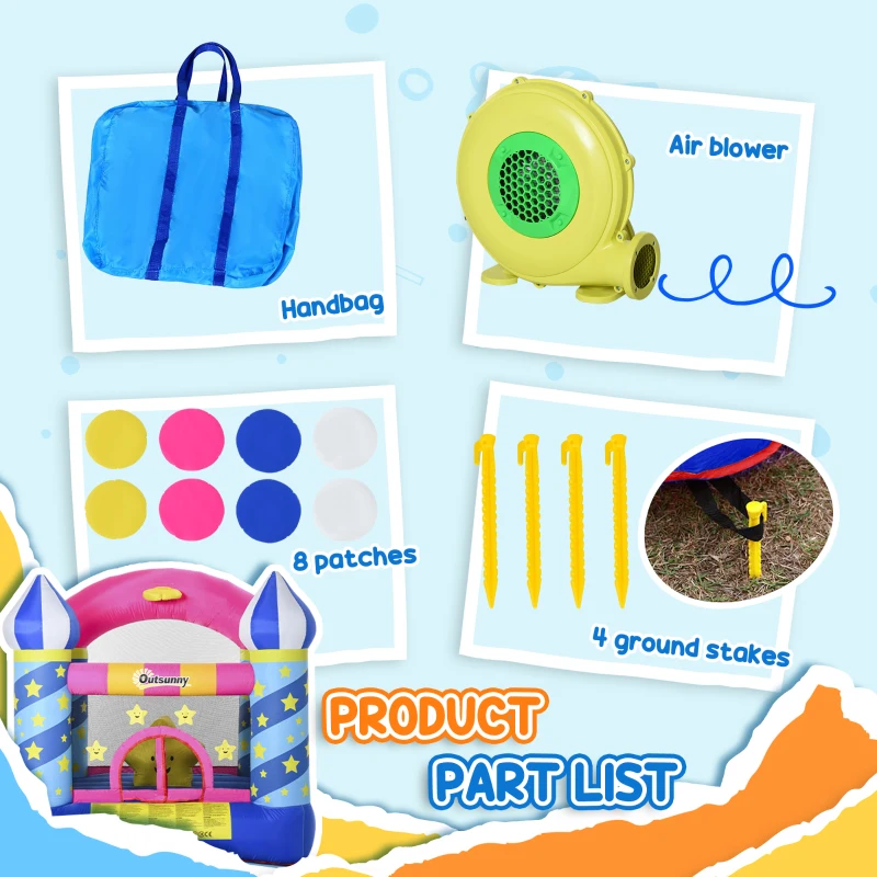 Opblaasbaar springkasteel met glijbaan voor 2 kinderen springkasteel speelkasteel met blazer