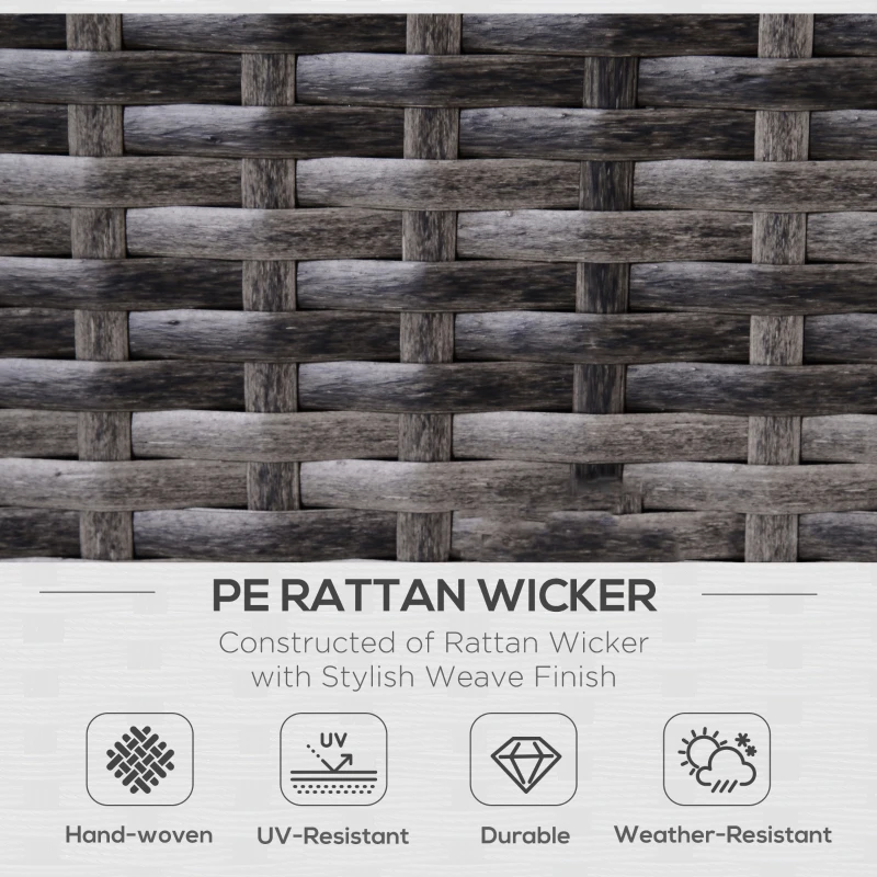 Outsunny 3 Pieces Rattan Garden Furniture Sofa Set, 4 Seater Garden Corner Sofa with 5-Level Reclining Sun Lounger and Storage Coffee Table, Outdoor Furniture Conservatory Set with Cushions, Grey