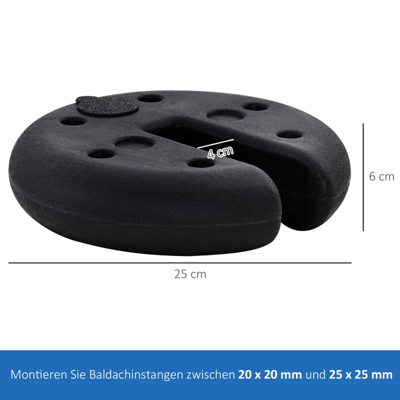 Outsunny Pavillon Standfuß 4 Stk. Gewicht Partyzelt Pavillongewicht befüllbar bis 5 kg Gewichte für Pavillon Beschwerer für Pavillons Ø25 x 6 cm Schwarz