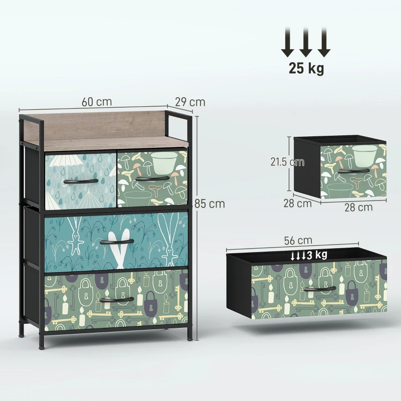HOMCOM 4-Drawer Chest of Drawers - Blue