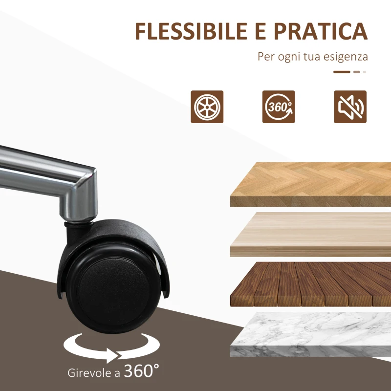 Vinsetto Sedia da Ufficio Vintage Imbottita, in Finta Pelle, Legno e Acciaio, 53x60x86-96 cm, Nero e Marrone Scuro