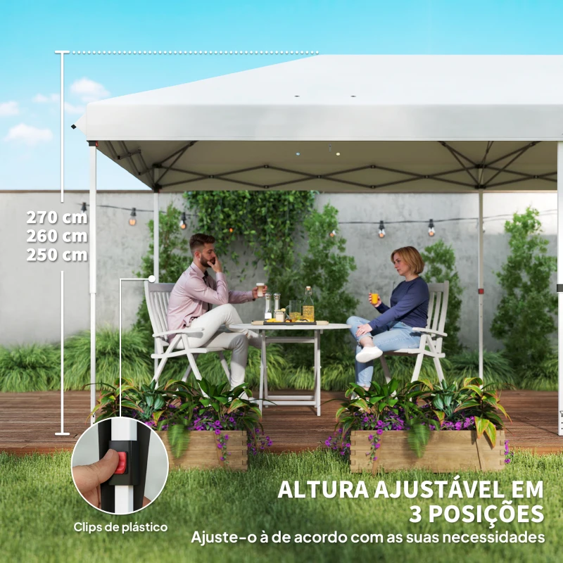 Outsunny Tenda para Festas 585x295x270 cm com Paredes Laterais Amovíveis 2 Portas com Zíper 4 Janelas e Bolsa de Transporte Branco