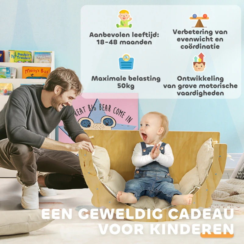 AIYAPLAY Klimboog, Wip, Ladder, Schommel met Kussen, voor 1,5-4 Jaar, tot 50 kg(m-5)