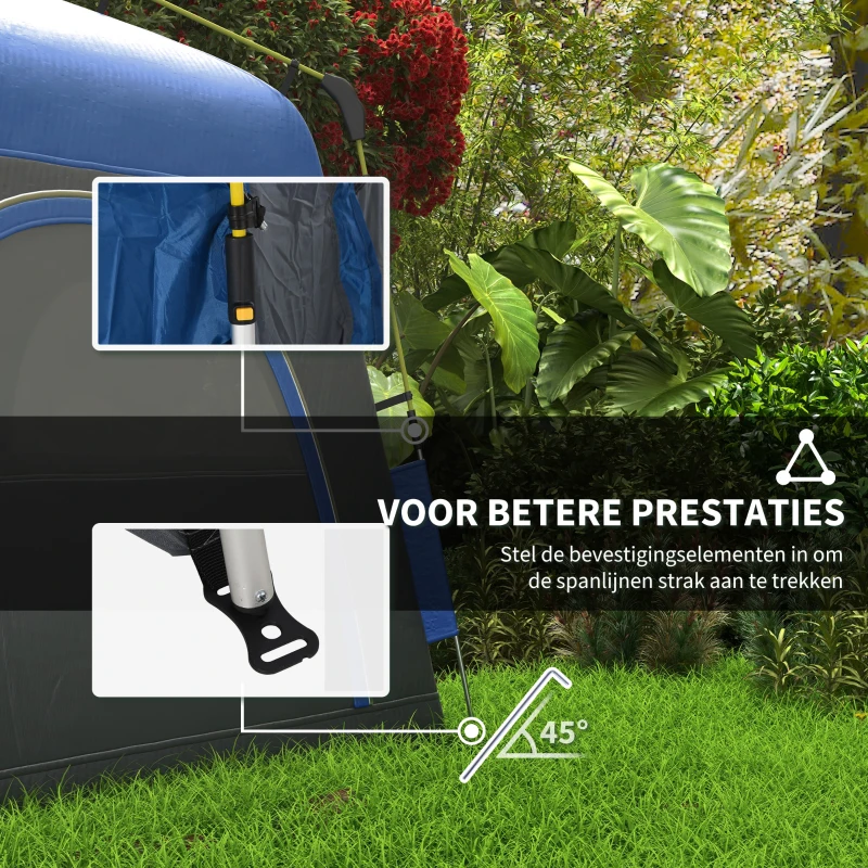 Outsunny 4 Persoons Koepeltent Pop-Up - Waterdicht, UV 50+ Bescherming, voor 4 Personen