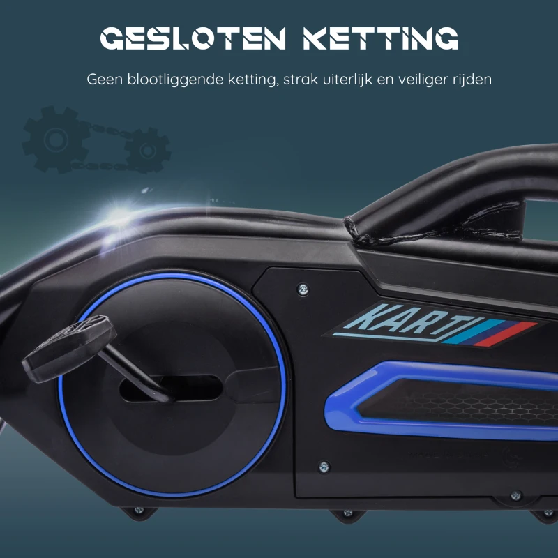 HOMCOM Go Kart Pedaal Go Kart Achteruit-en Vooruitversnelling, voor kinderen van 3 tot 8 jaar, Blauw + Zwart(m-8)
