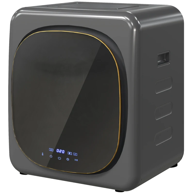 HOMCOM Secador de Ropa con Desinfección UV, diseño compacto, capacidad de 4 kg, acero inoxidable, Gris