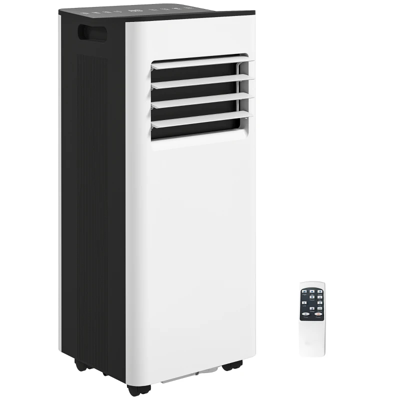 HOMCOM Aire Acondicionado Portátil 3 en 1 9000 BTU con Control Remoto Pantalla LED Temporizador 2 Velocidades para 28m² Blanco