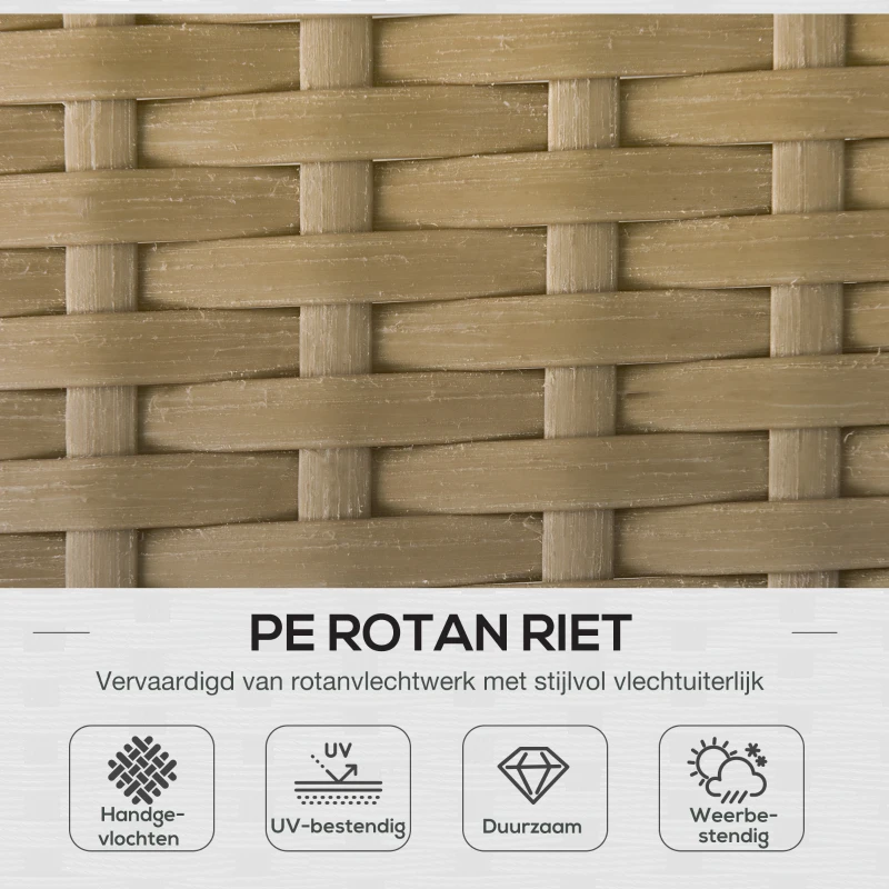 Outsunny Buitenbank L-vormige Rattan Bank Zwembad Tuin Koffie En Crème
