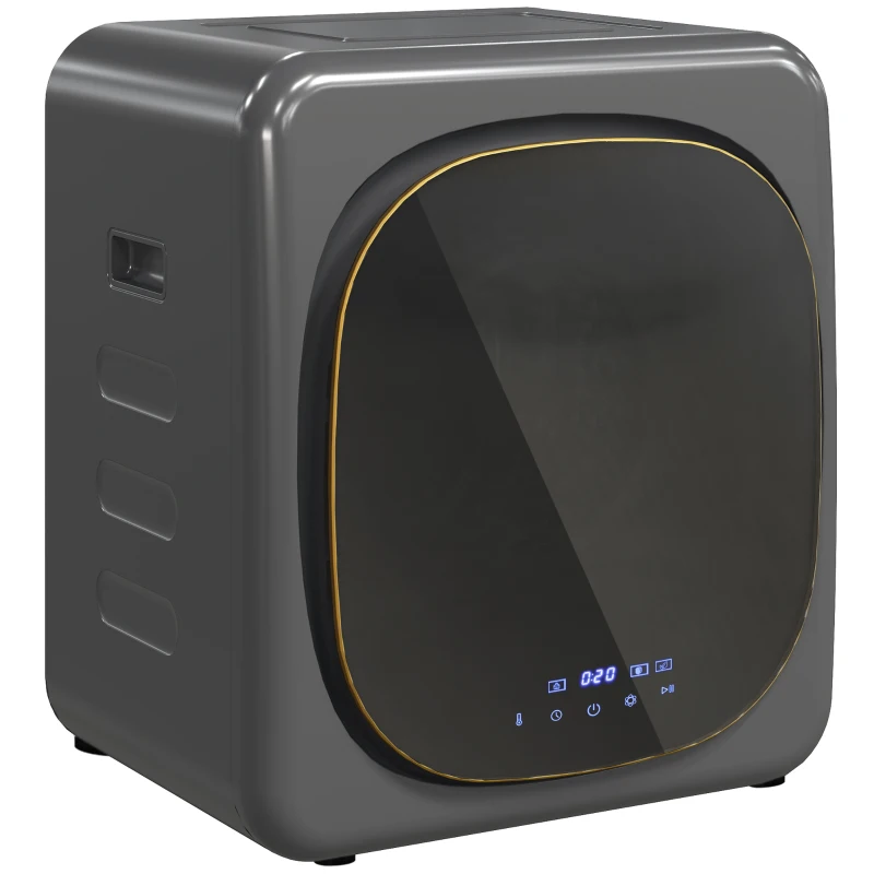 HOMCOM Secador de Ropa con Desinfección UV, diseño compacto, capacidad de 4 kg, acero inoxidable, Gris