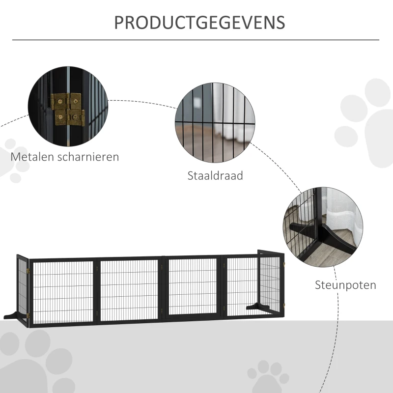PawHut barrière voor honden 432 cm x 36 cm x 70 cm(m-6)