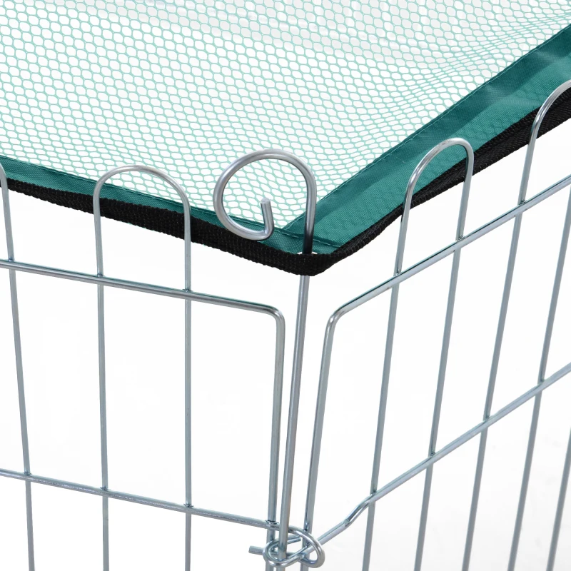 PawHut Parc enclos modulable acier 6 panneaux et 1 porte pour chiens lapins rongeurs petits animaux intérieur extérieur Ø 120 x 60 cm gris métal vert