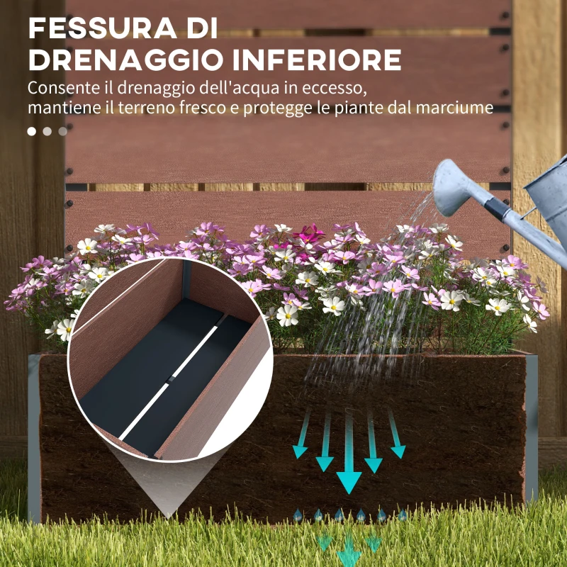 Outsunny Fioriera da Esterno con Spalliera a Doghe per Piante Rampicanti, 72x38x150cm, Marrone Chiaro