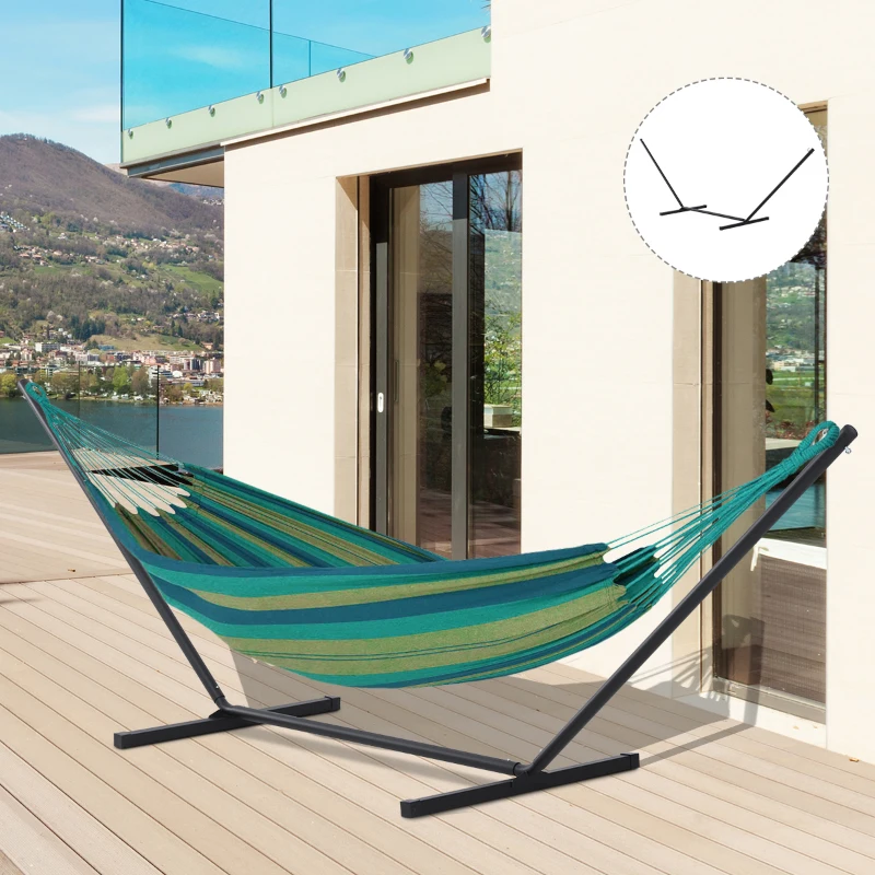 Outsunny Soporte para Hamaca de Metal Estructura para Hamaca Carga 120 kg para Jardín Terraza Patio 360x92x112 cm Negro