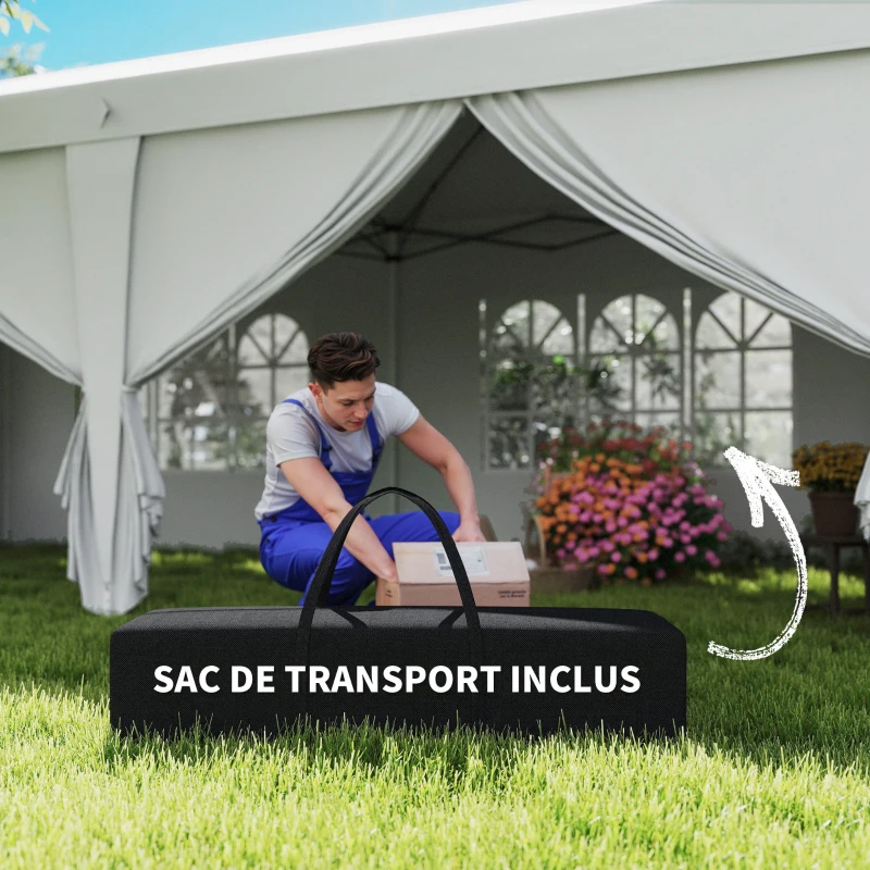 Outsunny Cort 6x3 m pliabil din otel si material Oxford, alb