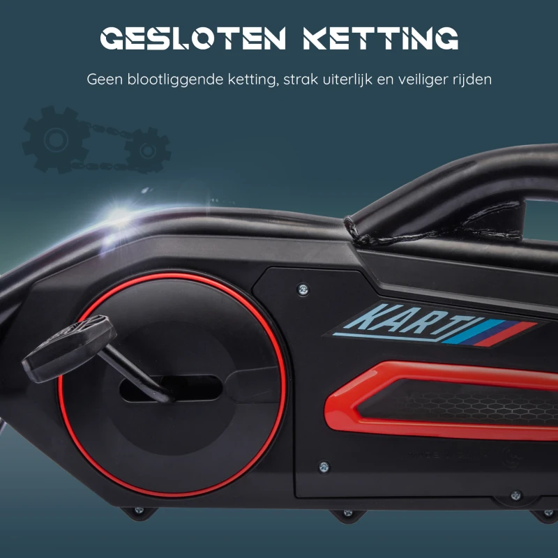 HOMCOM Go-Kart Pedal Go-Kart met Achteruit- en Vooruitversnelling, voor Kinderen van 3 tot 8 Jaar, Rood+Zwart(m-8)