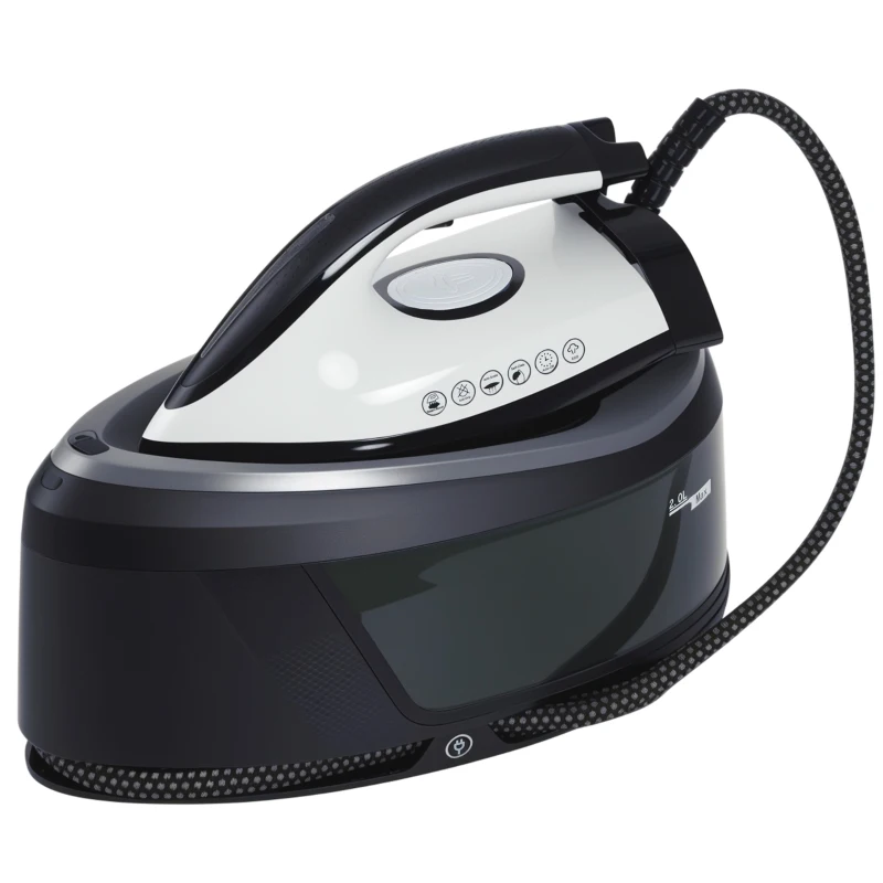 HOMCOM Centro de Planchado 2800W 100 g/min Función ECO Suela de Cerámica Doble Capa Antical Depósito Extraíble 2 L Azul