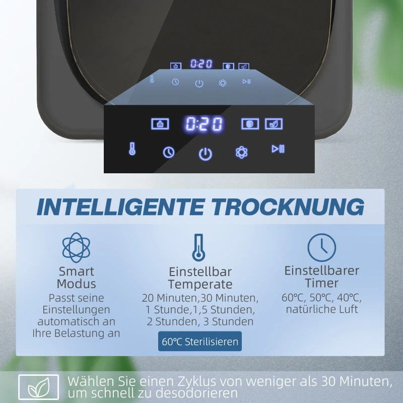 HOMCOM Wäschetrockner mit UV-Desinfektion, kompakte Bauweise, 4 kg Kapazität, Edelstahl, Grau(m-4)