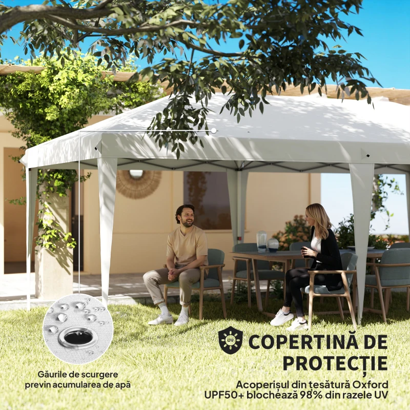 Outsunny Cort 6x3 m pliabil din otel si material Oxford, alb