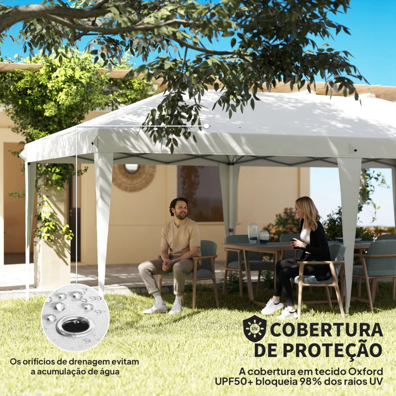 Outsunny Tenda para Festas 585x295x270 cm com Paredes Laterais Amovíveis 2 Portas com Zíper 4 Janelas e Bolsa de Transporte Branco