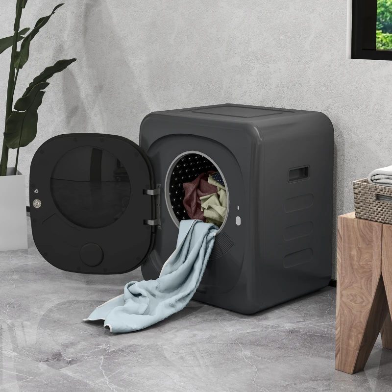 HOMCOM Sèche-linge avec désinfection UV, compact, capacité de 4 kg, acier inoxydable, Gris(m-5)