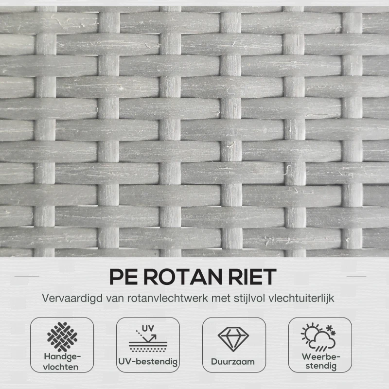 Outsunny Tuin Hoekbank Rattan 2 Zits voor Tuin & Terras, Lichtgrijs