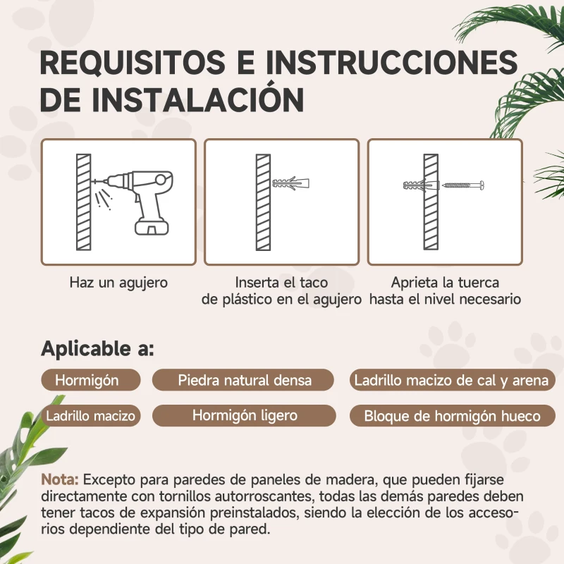 PawHut Juego de Pared de Escalada para Gatos con Postes de Sisal Plataforma Doble con Escalera y 1 Plataforma para Saltar Gris