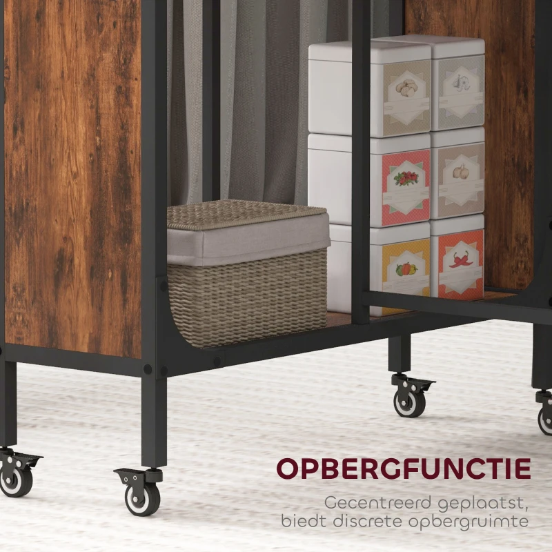 HOMCOM Opklapbare Eettafel, Mobiele Klaptafel voor 6 Personen met Opbergruimte, Draagvermogen tot 50 kg, 130 x 80 x 74 cm, Rustiek-Bruin(m-6)