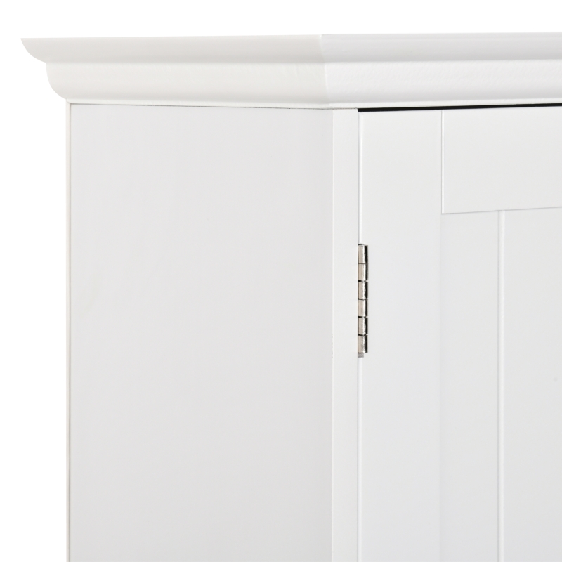 kleankin Mobile Bagno Sospeso avec Armoire à 2 Portes et Etagère Ouverte, Etagère Intérieure Réglable, Blanc