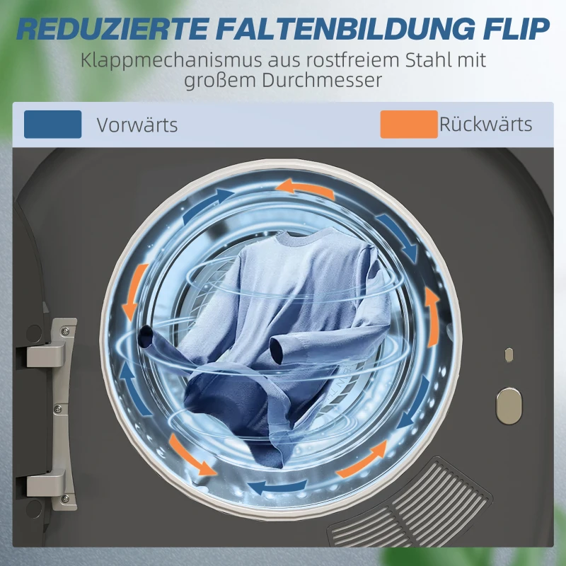 HOMCOM Wäschetrockner mit UV-Desinfektion, kompakte Bauweise, 4 kg Kapazität, Edelstahl, Grau(m-6)