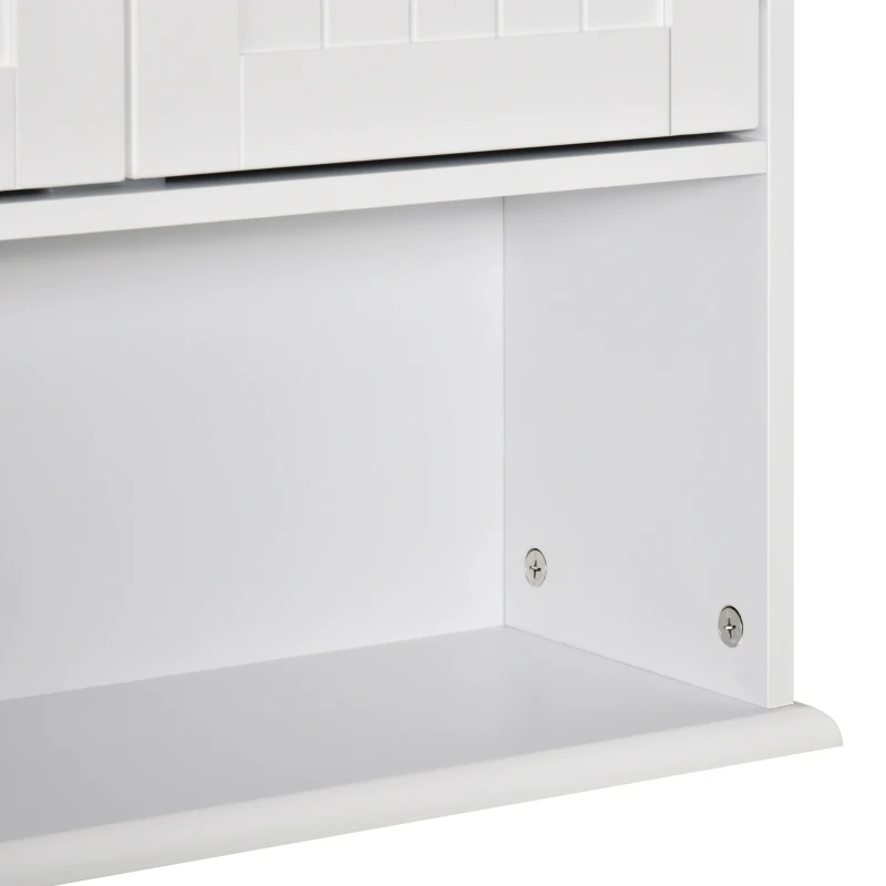 kleankin Mobile Bagno Sospeso con Armadietto a 2 Ante e Ripiano Aperto, Mensola Interna Regolabile, Bianco