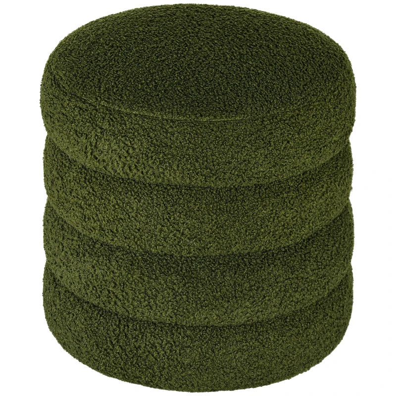 HOMCOM Pouf, rotondo, in peluche, con struttura in metallo, fino a 120kg, Ø40x45H cm, Verde