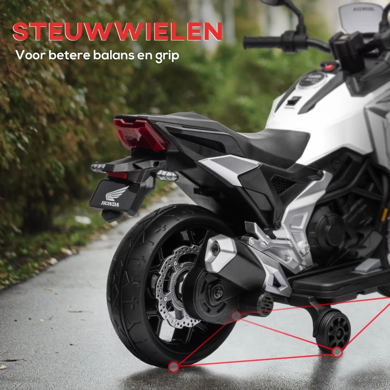 AIYAPLAY Elektrische Kinder Motor Honda, 3 km/u, Muziek & Licht, 3-6 Jaar, tot 30 kg, Wit